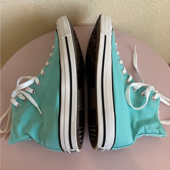 Converse High-Top Sneakers in Teal and White - Picture 4 of 16